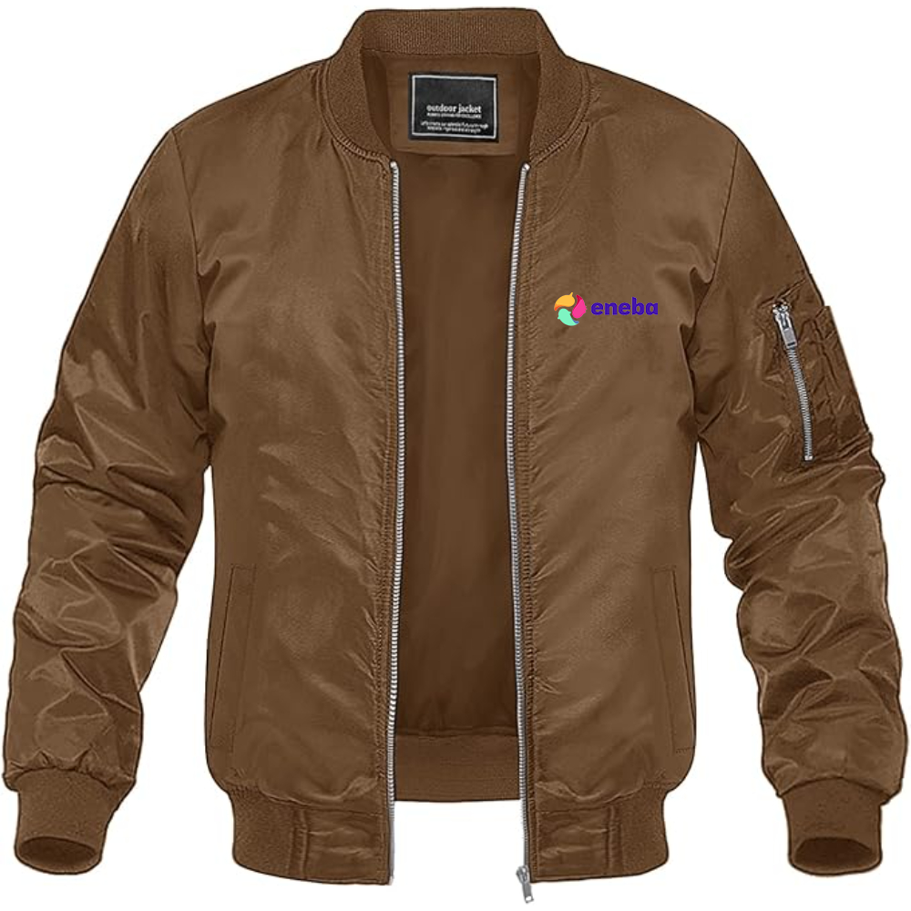 Men's Eneba Logo Lightweight Bomber Jacket Windbreaker Softshell Varsity Jacket Coat