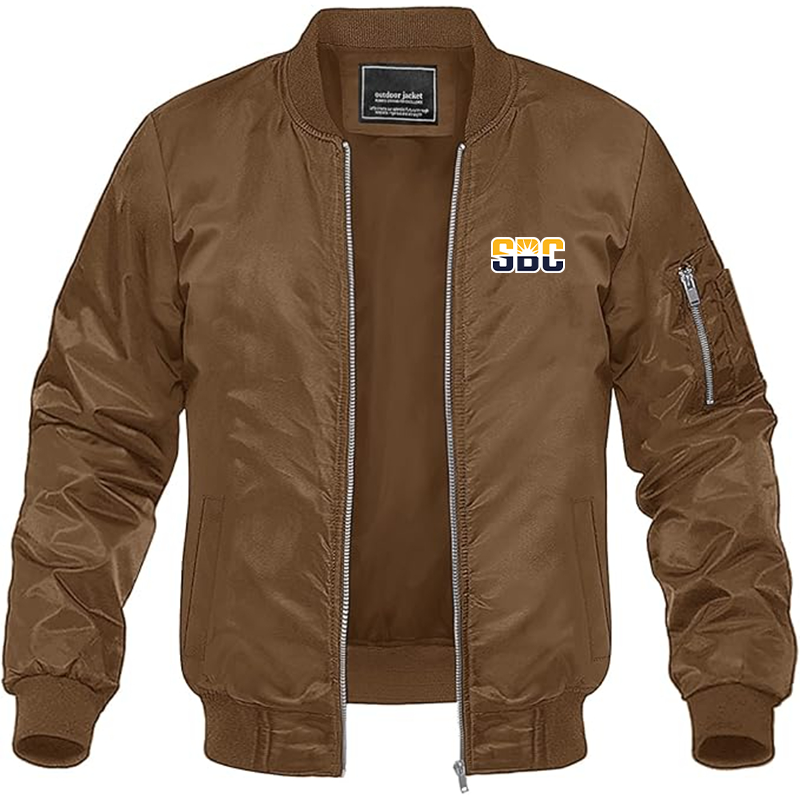 Men's Sun Belt Conference Lightweight Bomber Jacket Windbreaker Softshell Varsity Jacket Coat - Brown