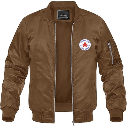 Men's Chuck Taylor All Star Logo Lightweight Bomber Jacket Windbreaker Softshell Varsity Jacket Coat