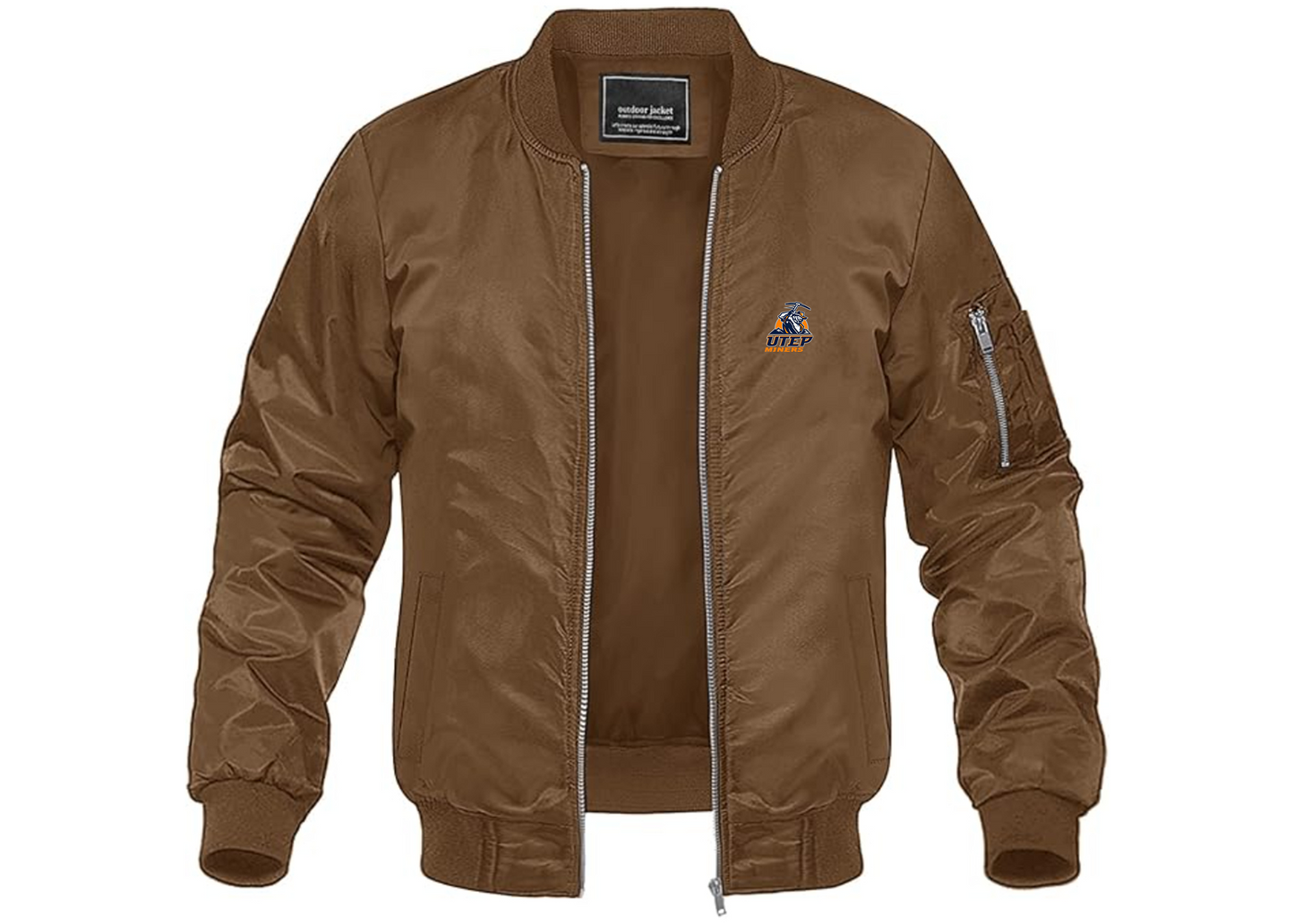 Men's UTEP Miners Lightweight Bomber Jacket Windbreaker Softshell Varsity Jacket Coat