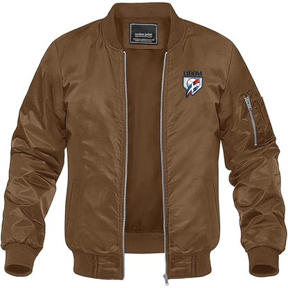 Men's Lidom Logo Lightweight Bomber Jacket Windbreaker Softshell Varsity Jacket Coat
