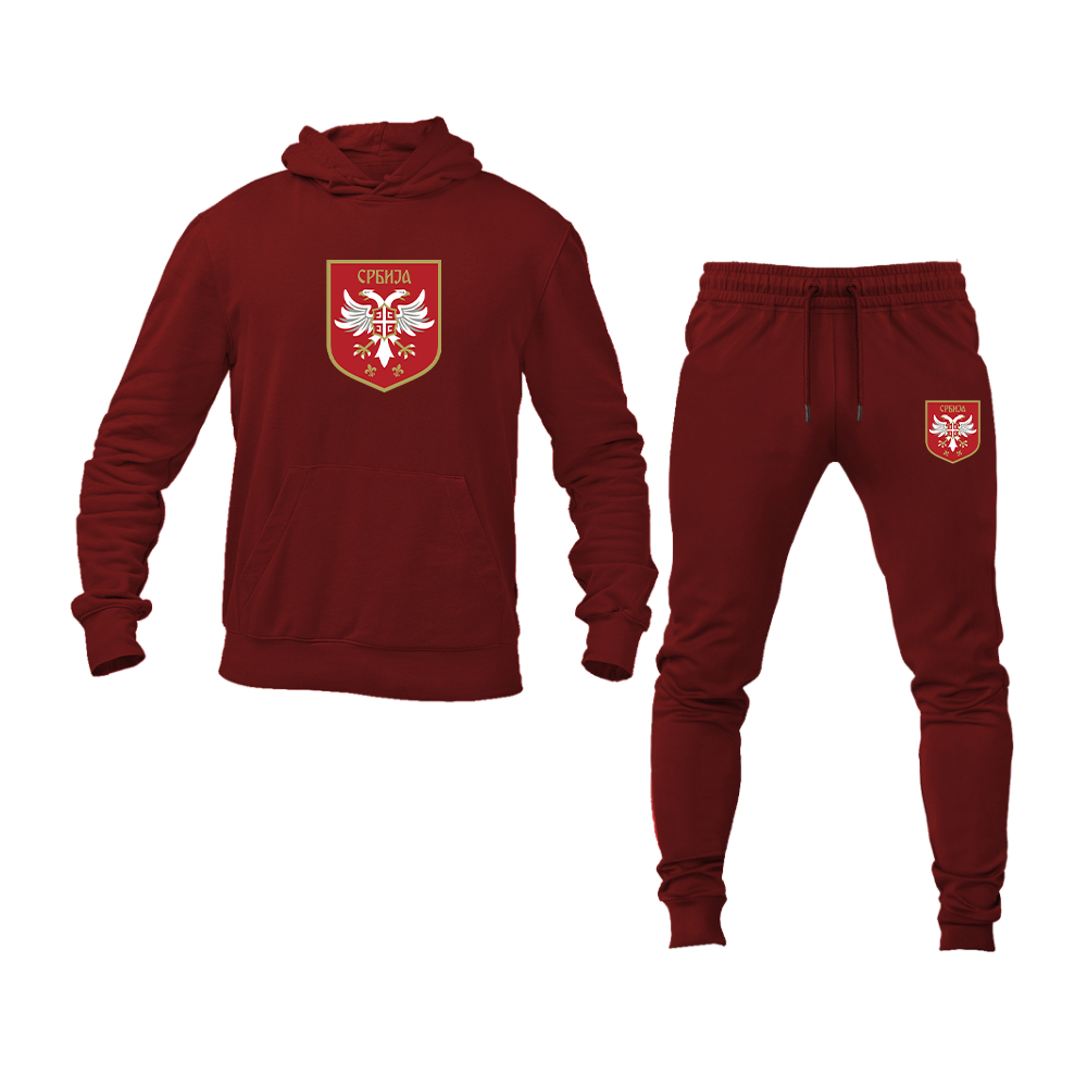 Men's Serbia National Football Soccer Team Logo Hoodie Joggers Set