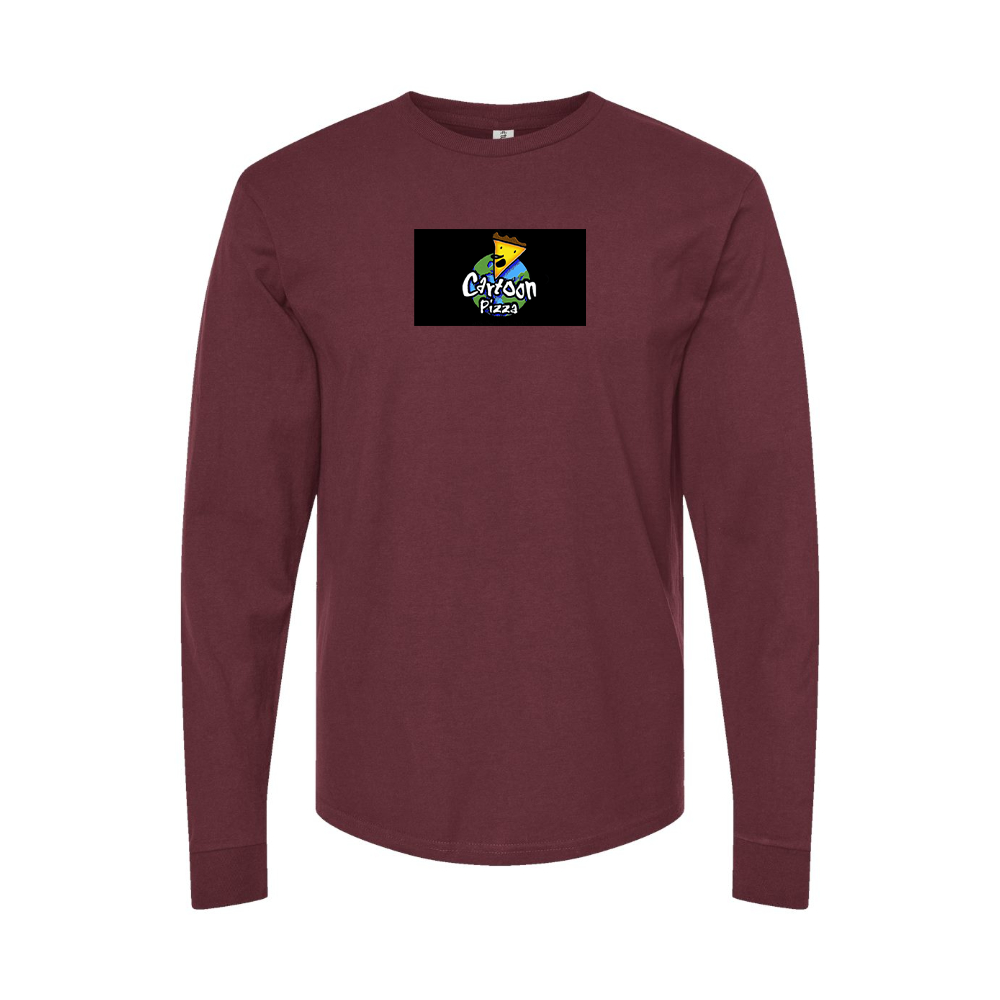 Men's Cartoon Pizza Logo Long Sleeve T-Shirt