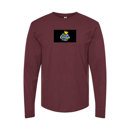 Men's Cartoon Pizza Logo Long Sleeve T-Shirt