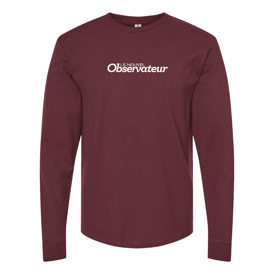 Men's Le Nouvel Observateur Logo  Cotton Long Sleeve T-Shirt