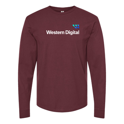Men's Western Digital Logo Cotton Long Sleeve T-Shirt