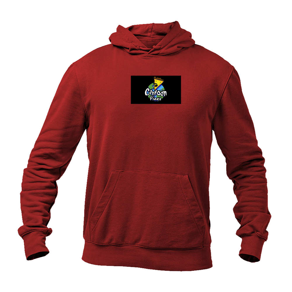 Men's Cartoon Pizza Logo Pullover Hoodie