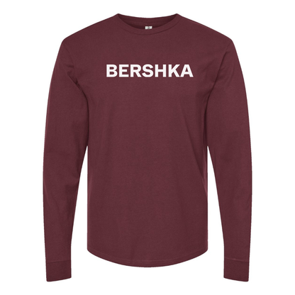 Men's Bershka Logo Cotton Long Sleeve T-Shirt