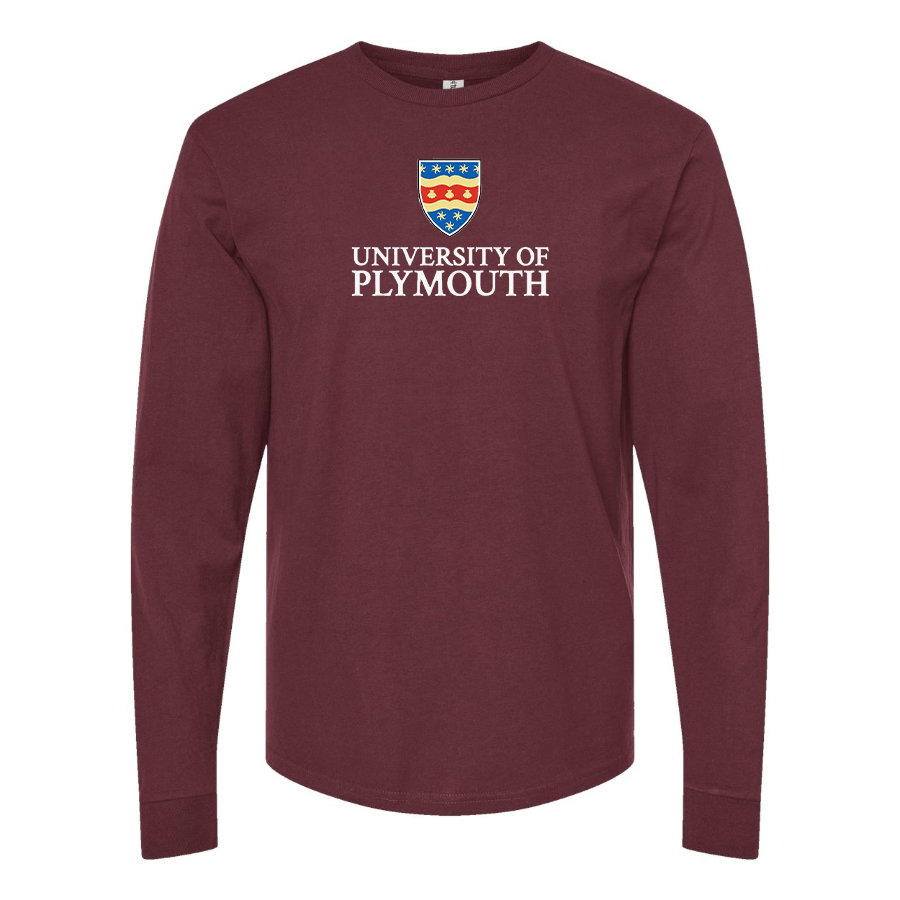 Men's University of Plymouth Logo  Cotton Long Sleeve T-Shirt