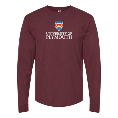 Men's University of Plymouth Logo  Cotton Long Sleeve T-Shirt