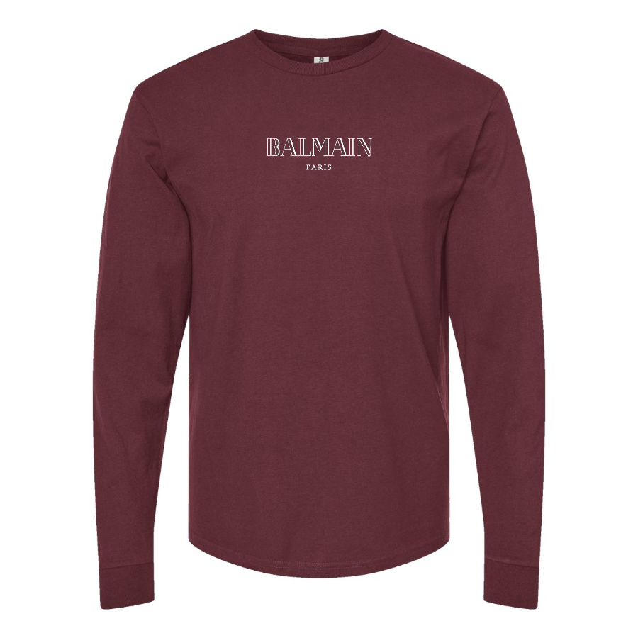 Men's  Balmain Logo  Cotton Long Sleeve T-Shirt
