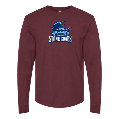 Men's Charlotte Stone Crabs Logo Cotton Long Sleeve T-Shirt