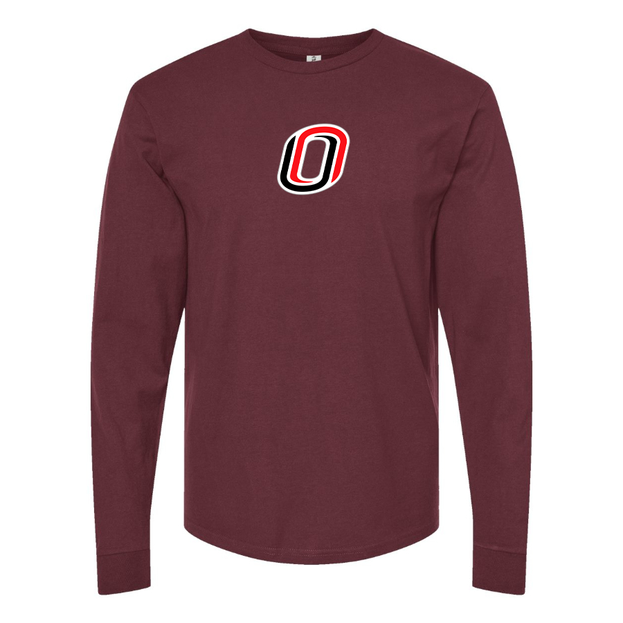 Men's Nebraska Omaha Mavericks Logo  Cotton Long Sleeve T-Shirt