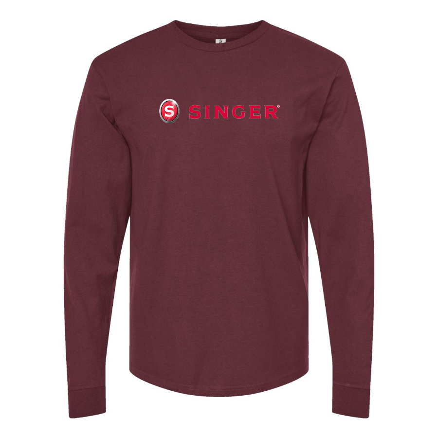 Men's Singer Logo Cotton Long Sleeve T-Shirt