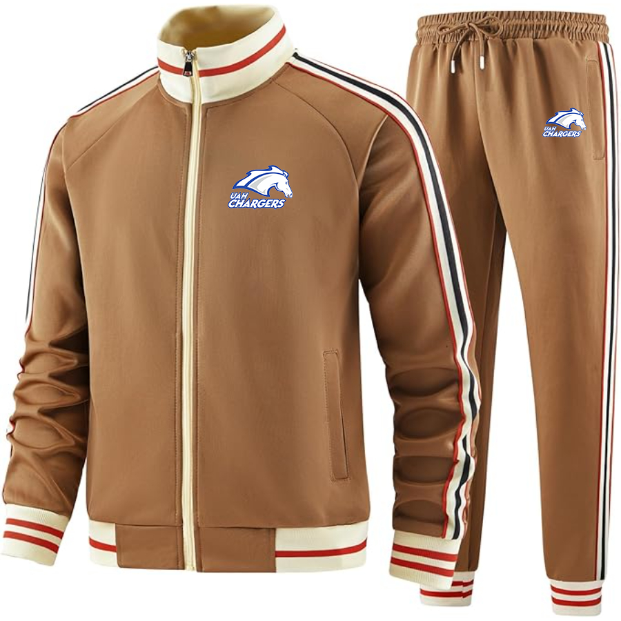 Men's Alabama Huntsville Chargers  Two Piece Designer Tracksuit with Bold Striped Accents and Zippered Front Elevated Athletic Wear