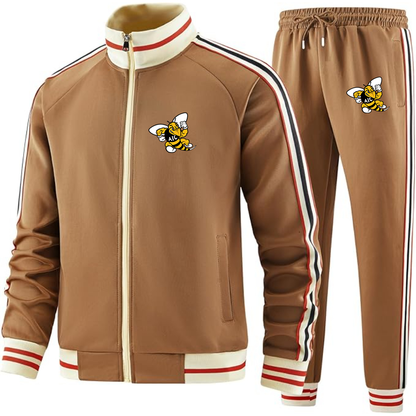 Men's AIC Yellow Jackets   Two Piece Designer Tracksuit with Bold Striped Accents and Zippered Front Elevated Athletic Wear