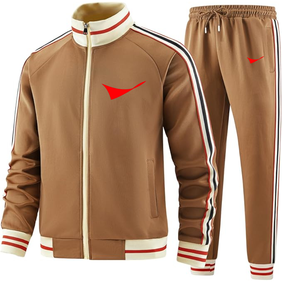 Men's Conoco Phillips Symbol Two Piece Designer Tracksuit with Bold Striped Accents and Zippered Front Elevated Athletic