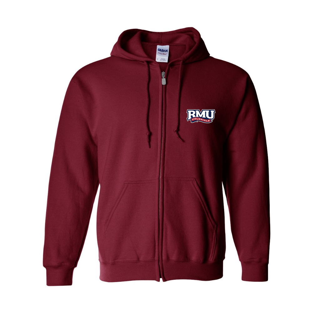 Men's Robert Morris Colonials Logo Gildan  Heavy Blend Full Zip Hooded Sweatshirt