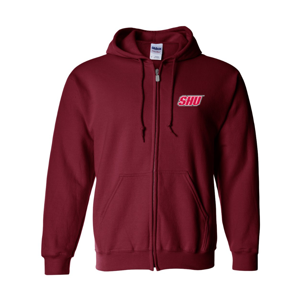Men's Sacred Heart Pioneers Logo Gildan  Heavy Blend Full Zip Hooded Sweatshirt