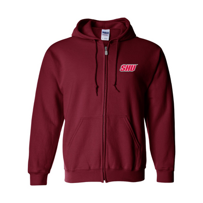 Men's Sacred Heart Pioneers Logo Gildan  Heavy Blend Full Zip Hooded Sweatshirt