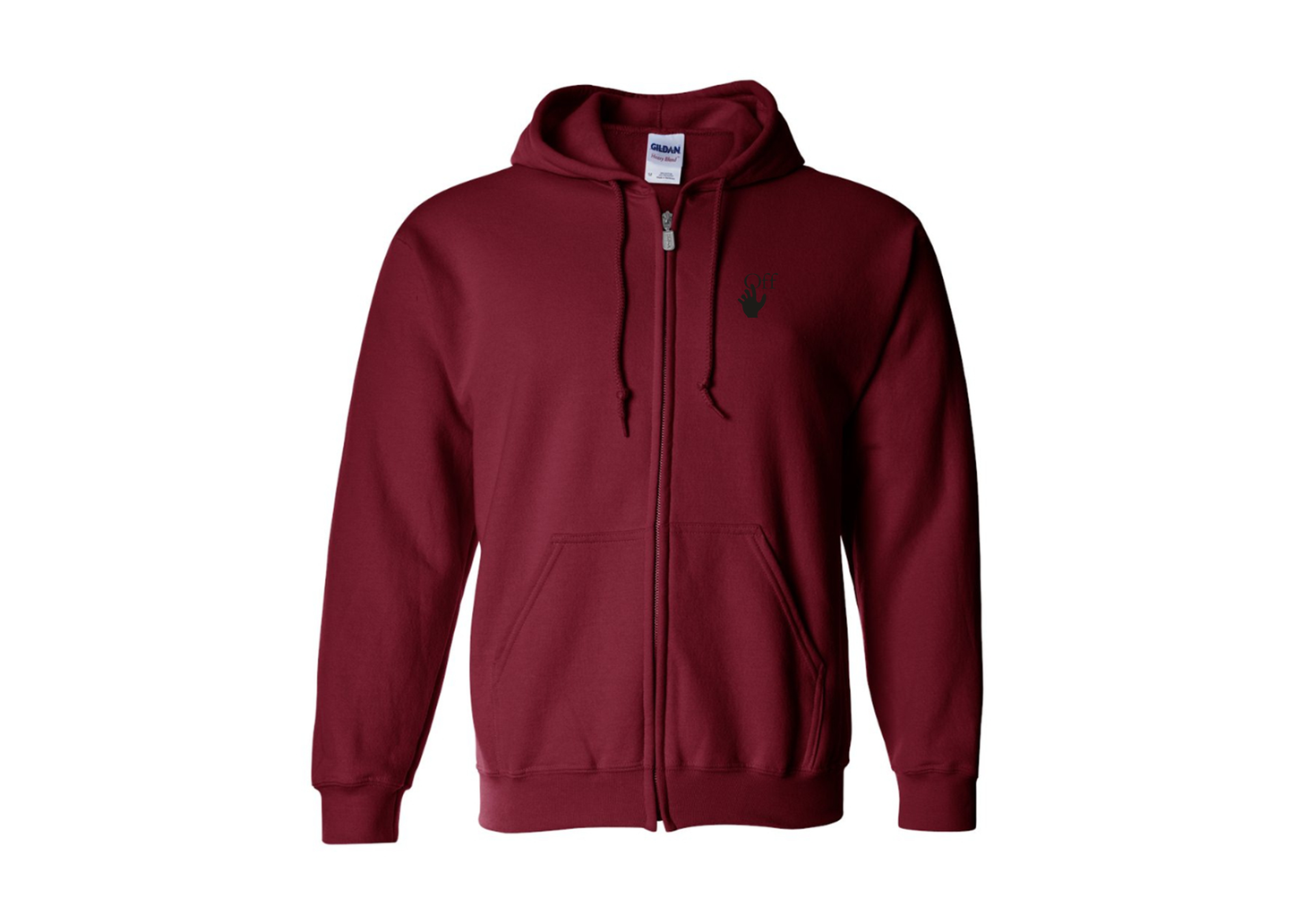 Men's Off-White Hand Gildan  Heavy Blend Full Zip Hooded Sweatshirt