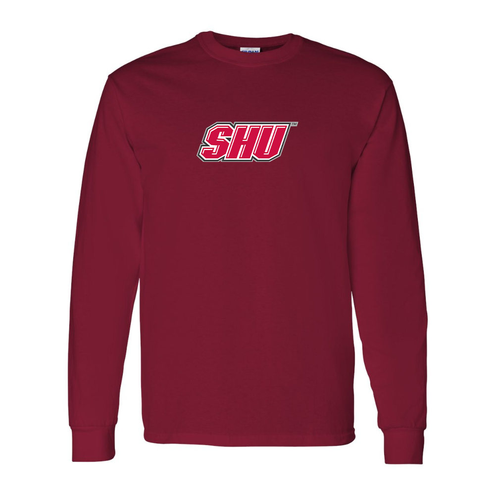 Men's Sacred Heart Pioneers Logo Gildan Heavy Cotton Long Sleeve T-Shirt