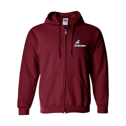 Men's Samford Bulldogs Logo Gildan  Heavy Blend Full Zip Hooded Sweatshirt