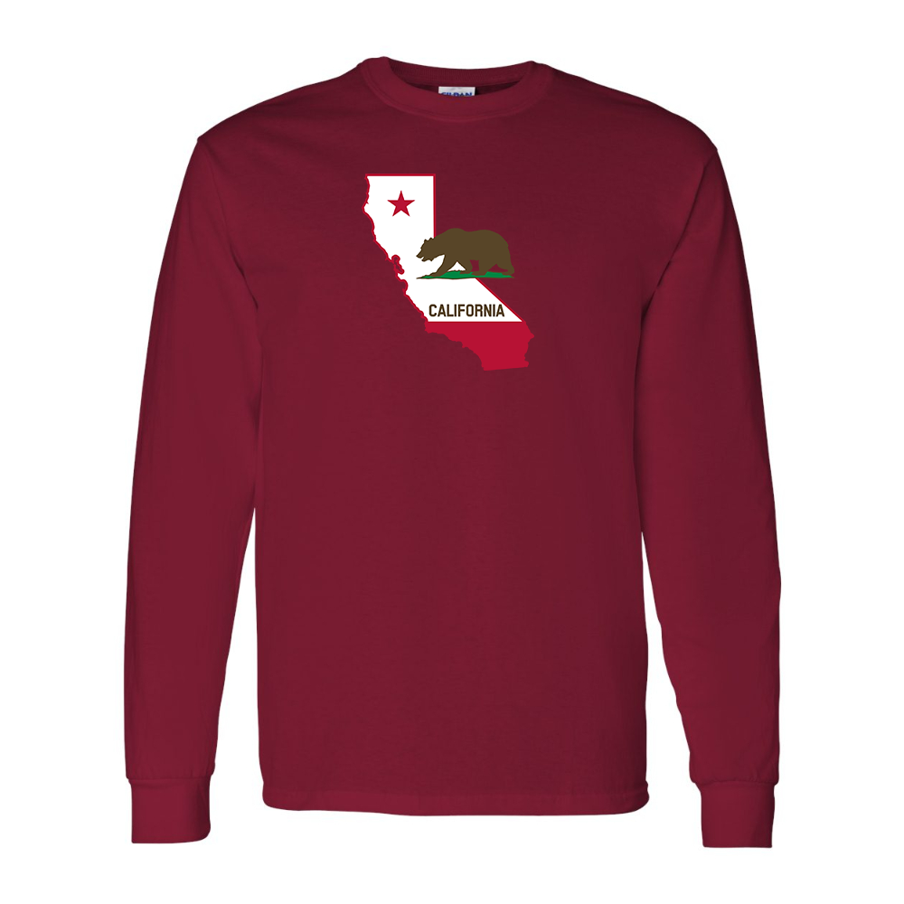 Men's  California Bear Map Gildan Heavy Cotton Long Sleeve T-Shirt