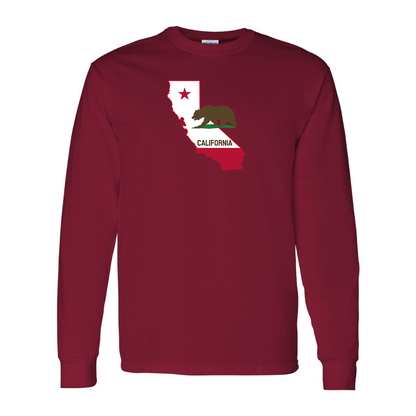 Men's  California Bear Map Gildan Heavy Cotton Long Sleeve T-Shirt
