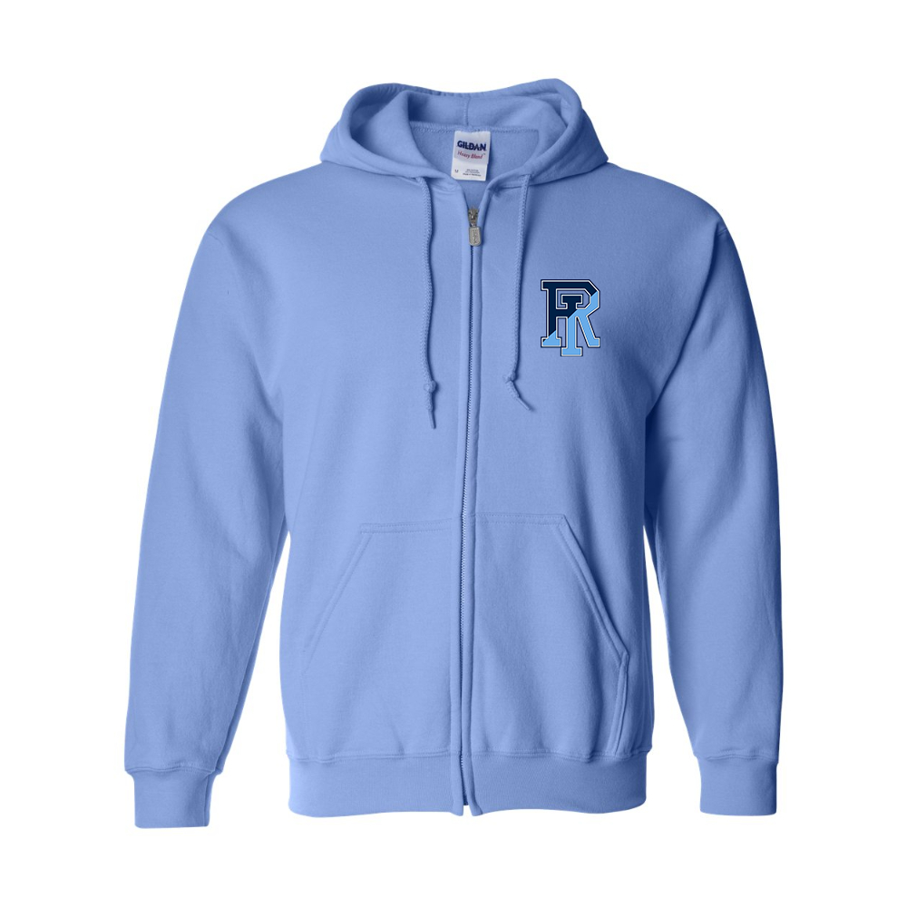 Men's Rhode Island Rams Logo Gildan  Heavy Blend Full Zip Hooded Sweatshirt