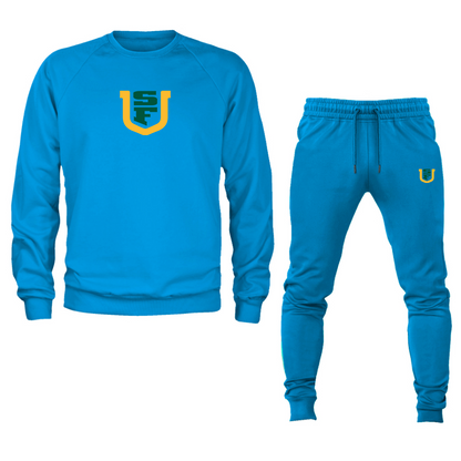 Men's San Francisco Dons Logo Crewneck Sweatshirt Joggers Suit