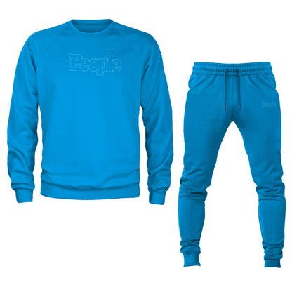 Men's People Magazine Logo Crewneck Sweatshirt Joggers Suit