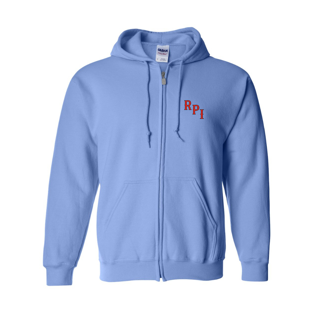 Men's RPI Engineers Logo Gildan  Heavy Blend Full Zip Hooded Sweatshirt
