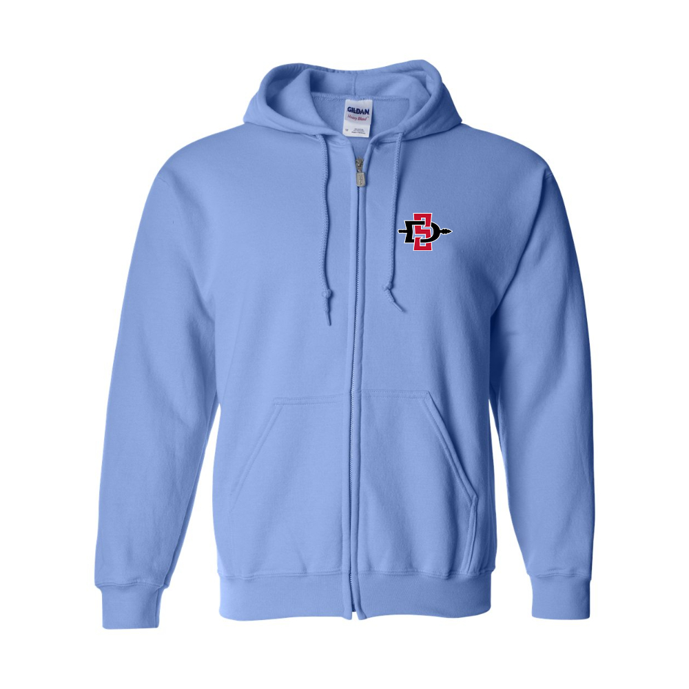 Men's San Diego State Aztecs Logo Gildan  Heavy Blend Full Zip Hooded Sweatshirt
