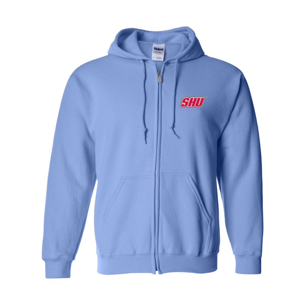 Men's Sacred Heart Pioneers Logo Gildan  Heavy Blend Full Zip Hooded Sweatshirt