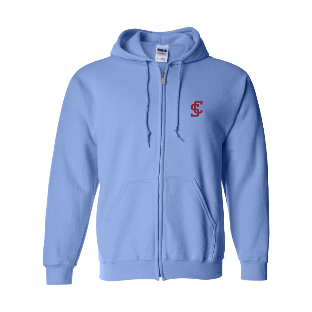 Men's Santa Clara Broncos Logo Gildan  Heavy Blend Full Zip Hooded Sweatshirt