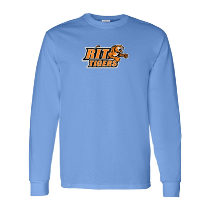 Men's RIT Tigers Logo Gildan Heavy Cotton Long Sleeve T-Shirt