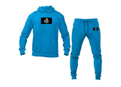 Men's Cartoon Pizza Logo Hoodie Joggers Set