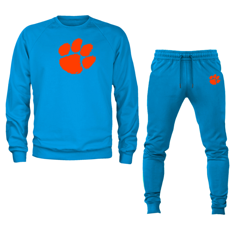 Men's Clemson Tigers Crewneck Sweatshirt Joggers Suit