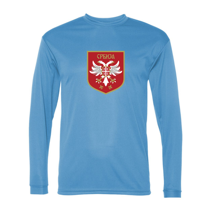 Men's Serbia National Football Soccer Team Logo Performance Long Sleeve T-Shirt