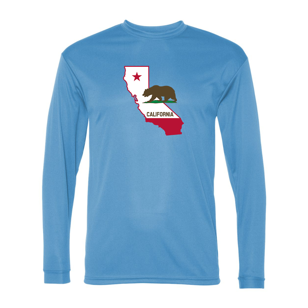 Men's  California Bear Map Performance Long Sleeve T-Shirt