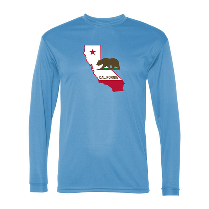 Men's  California Bear Map Performance Long Sleeve T-Shirt