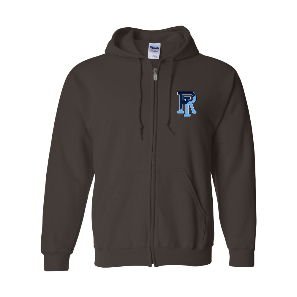 Men's Rhode Island Rams Logo Gildan  Heavy Blend Full Zip Hooded Sweatshirt