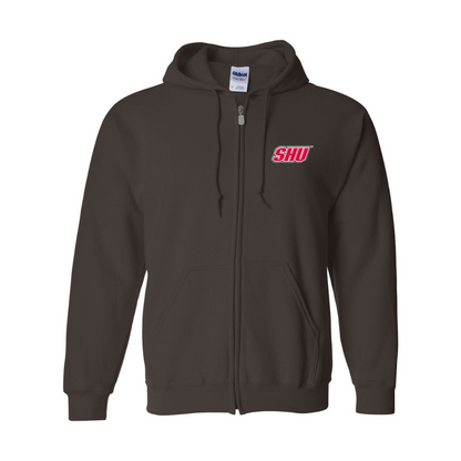 Men's Sacred Heart Pioneers Logo Gildan  Heavy Blend Full Zip Hooded Sweatshirt
