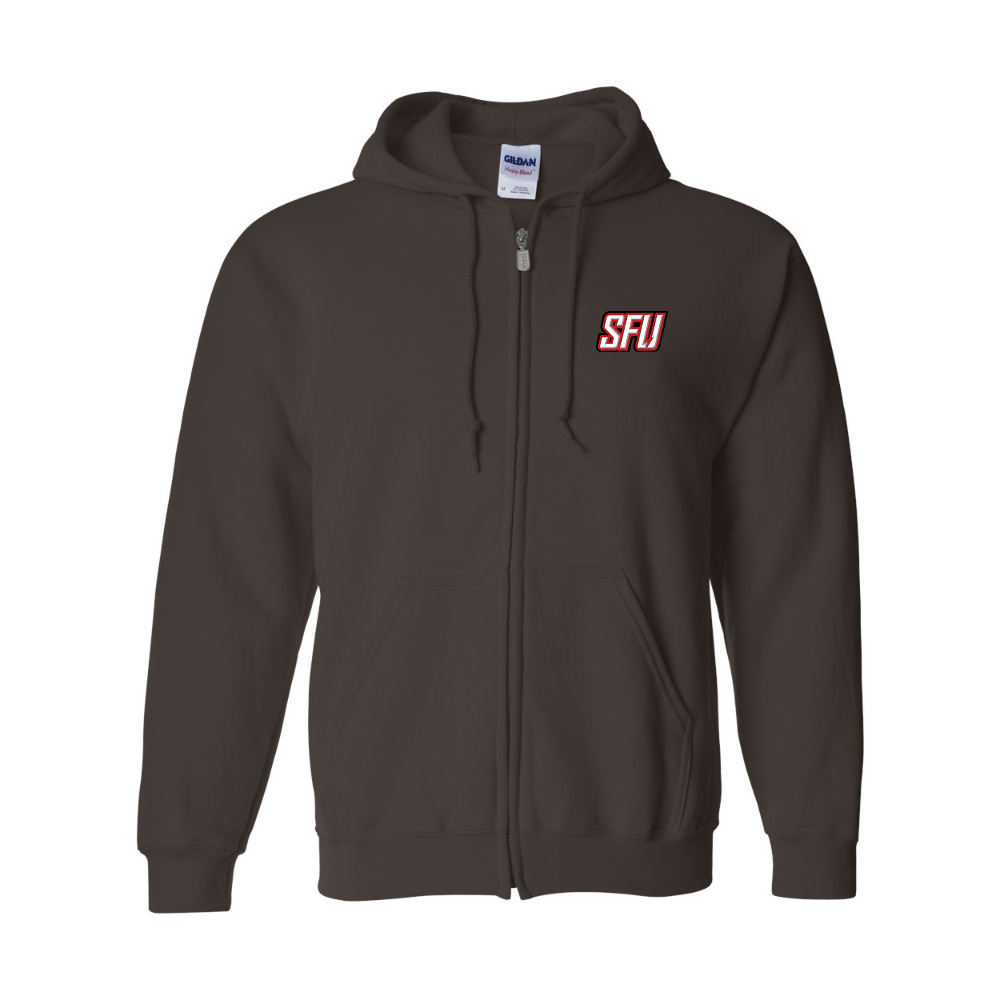 Men's Saint Francis Red Flash Logo Gildan  Heavy Blend Full Zip Hooded Sweatshirt