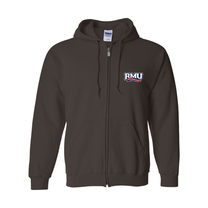 Men's Robert Morris Colonials Logo Gildan  Heavy Blend Full Zip Hooded Sweatshirt