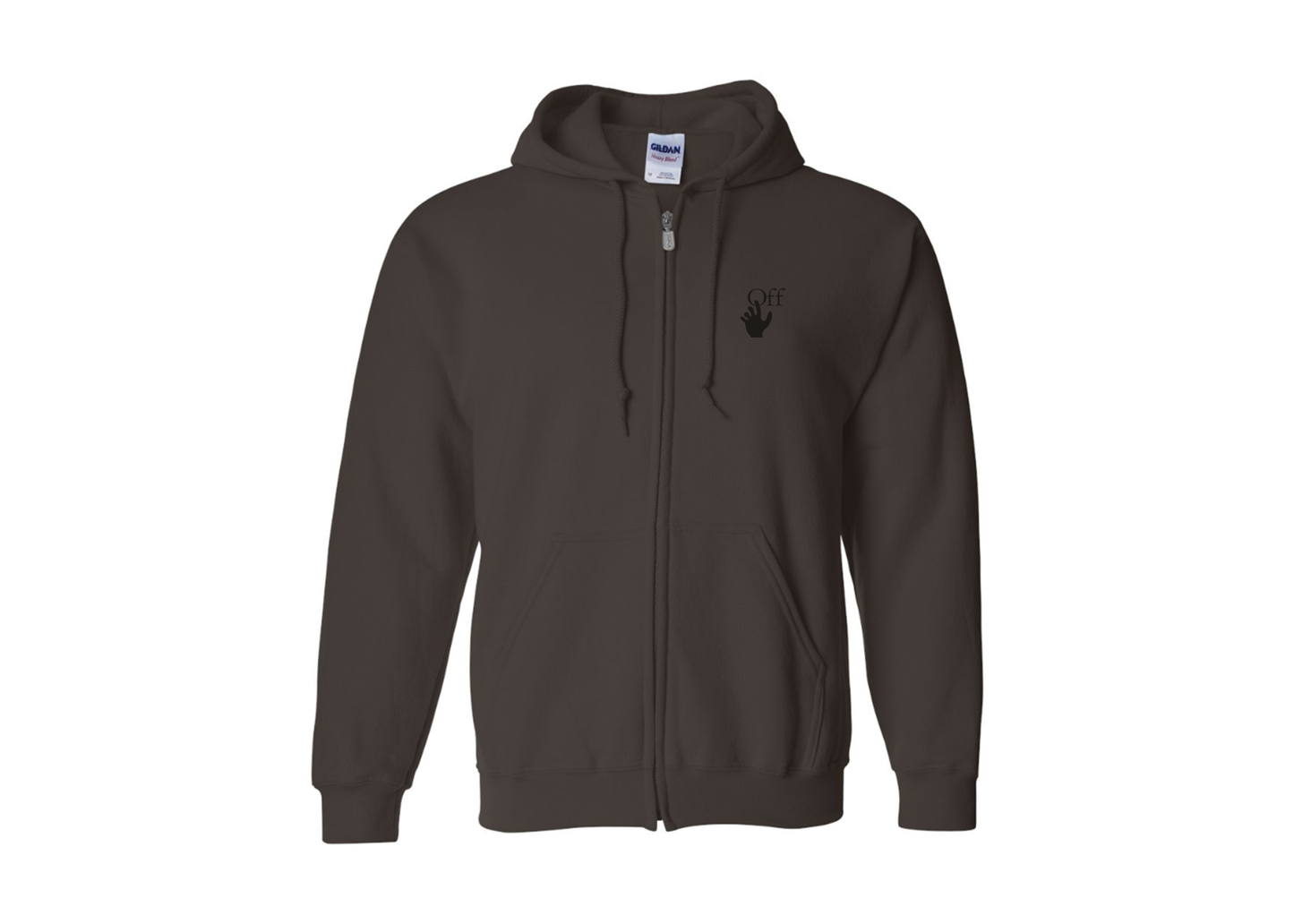 Men's Off-White Hand Gildan  Heavy Blend Full Zip Hooded Sweatshirt