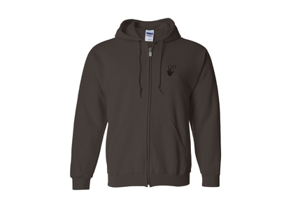 Men's Off-White Hand Gildan  Heavy Blend Full Zip Hooded Sweatshirt
