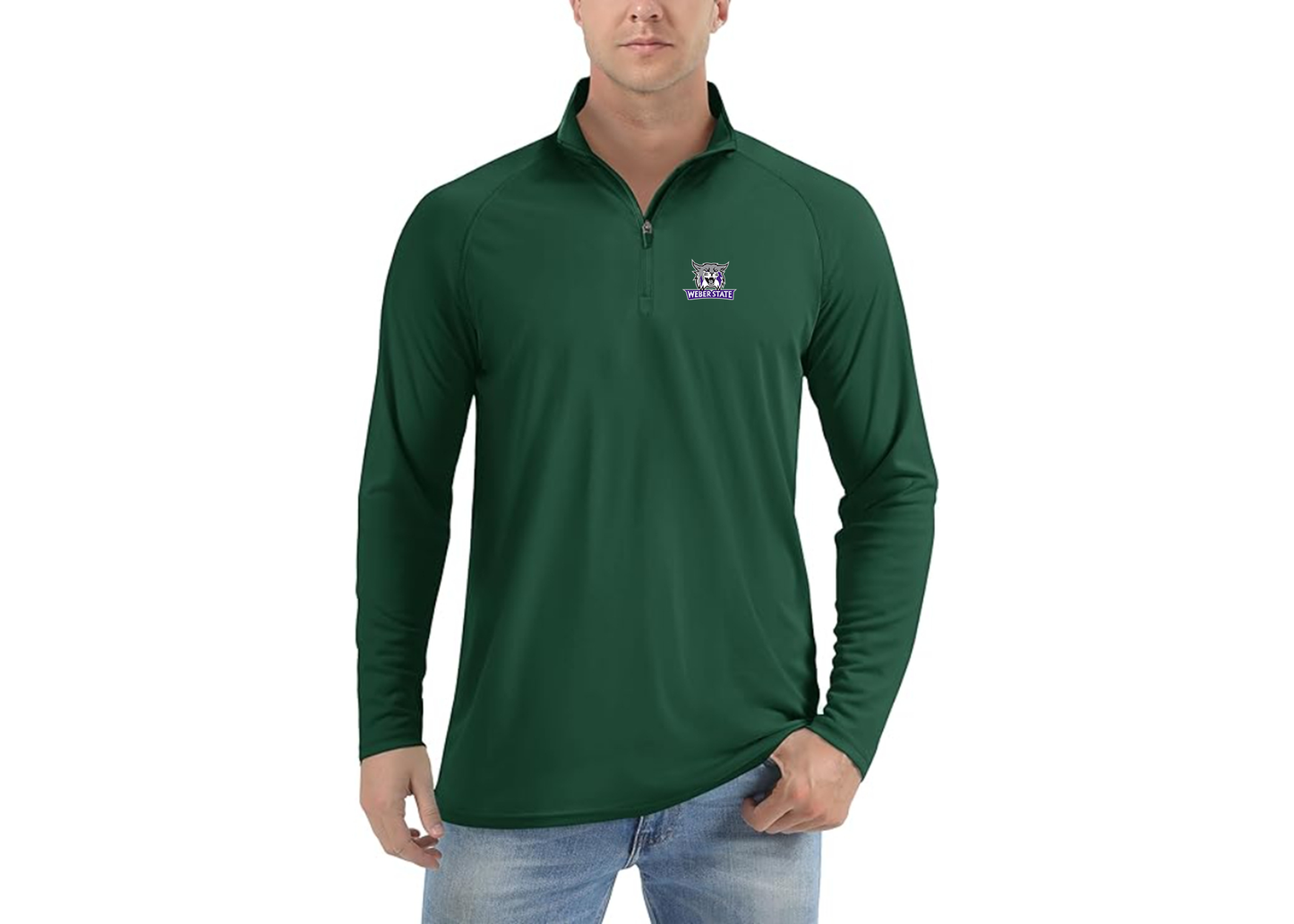 Men's  Weber State Wildcats Lightweight Quarter-Zip Athletic Shirt Long Sleeve Performance Wear