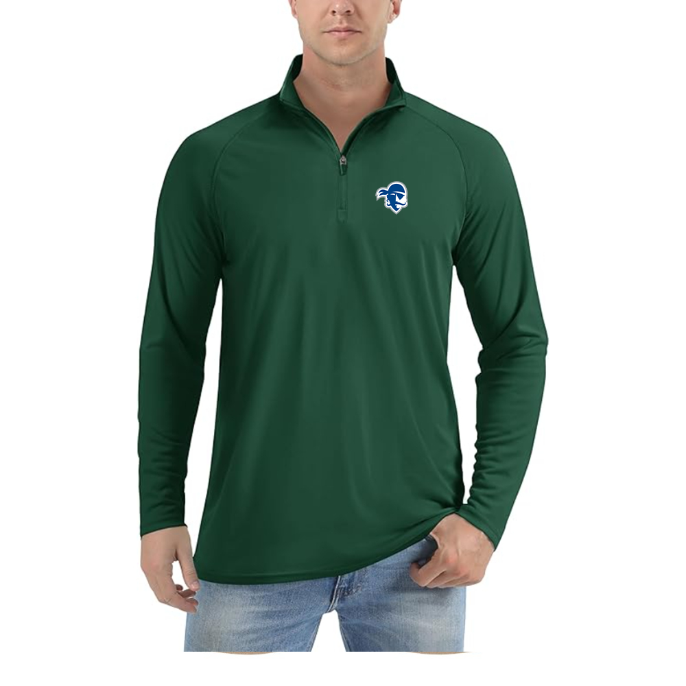 Men's Seton Hall Pirates Logo Lightweight Quarter-Zip Athletic Shirt Long Sleeve Performance Wear